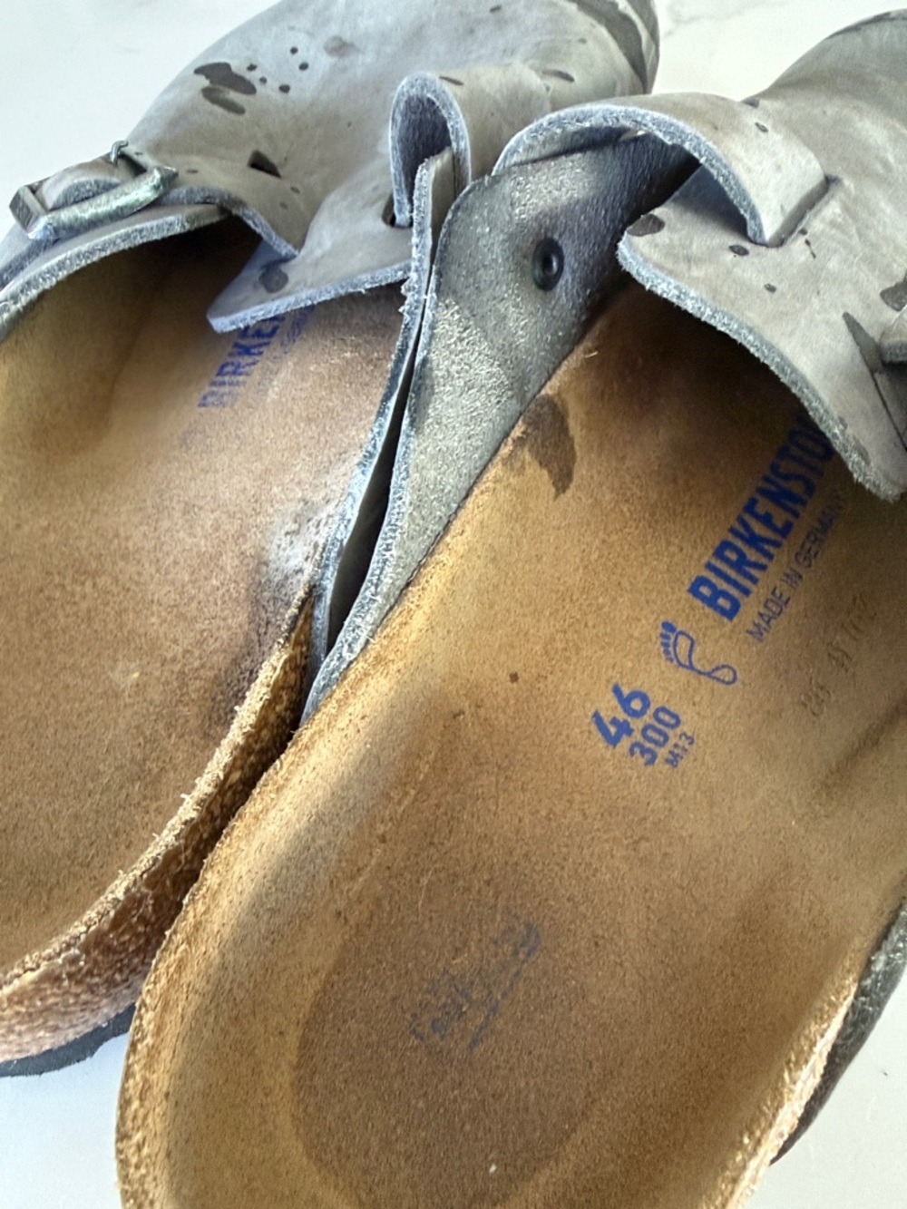 Birkenstock Gray Suede Slip-On Clogs with Buckle